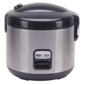 SPT 6-Cup Stainless Steel Rice Cooker with Cord Storage
