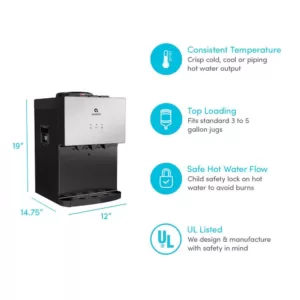Avalon Premium 3 Temperature Top Loading Countertop Water Cooler Dispenser UL/Energy Star Approved- Stainless Steel