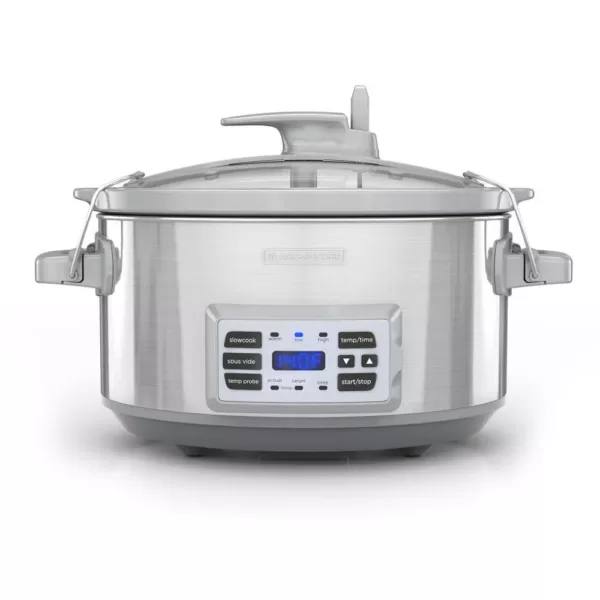 BLACK+DECKER 7 Qt. Stainless Steel Electric Slow Cooker with Temperature Probe and Precision Sous-Vide