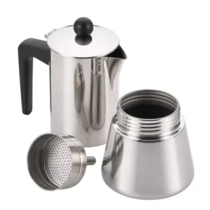 BonJour 4-Cup Stovetop Espresso Maker in Stainless Steel