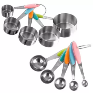 Classic Cuisine 10-Piece Stainless Steel with Silicone Measuring Cups and Spoons Set