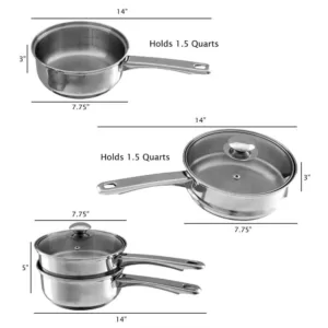 Classic Cuisine 1.5 Qt. Stainless Steel Double Boiler Saucepan with Lid