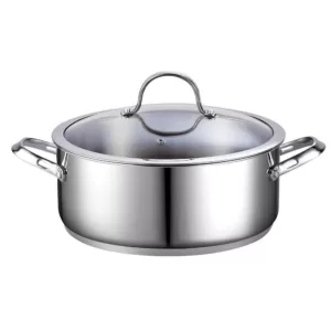 Cooks Standard Classic 7 qt. Round Stainless Steel Dutch Oven with Glass Lid