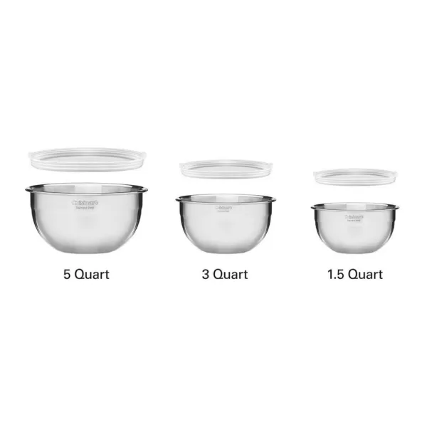 Cuisinart 3-Piece Stainless Steel Mixing Bowl Set with Lids