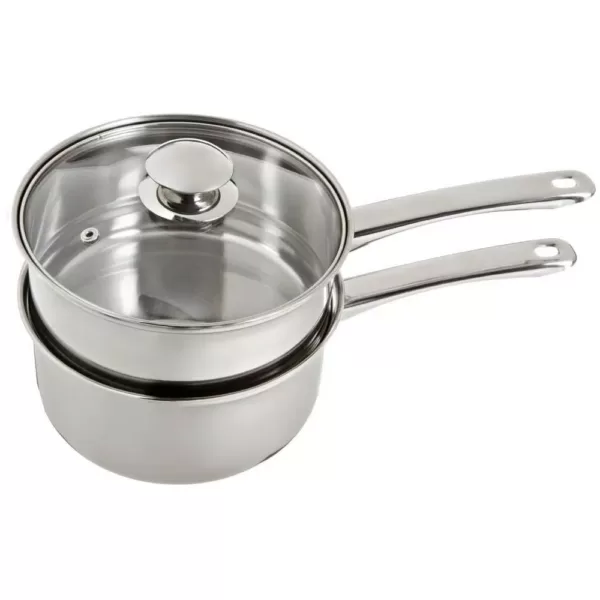 ExcelSteel 3-Piece 2.5 Qt Stainless Steel Double Boiler with Lid