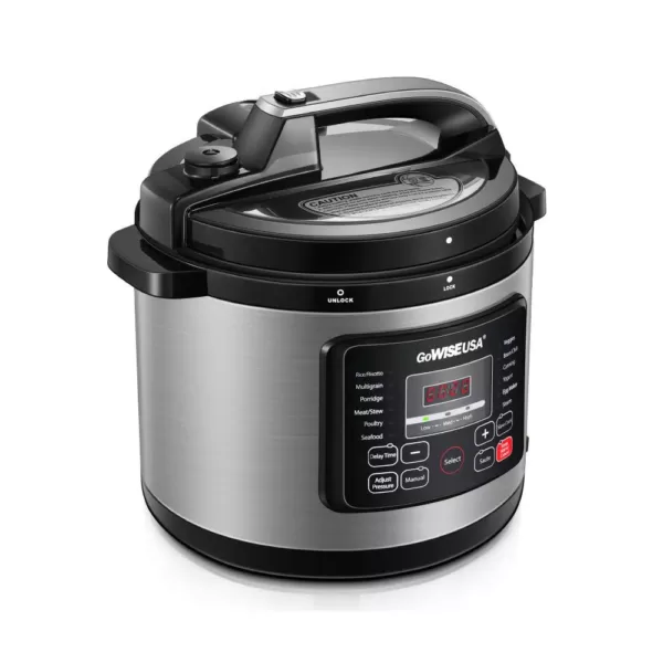 GoWISE USA 6 Qt. Stainless Steel Electric Pressure Cooker with Stainless Steel Pot
