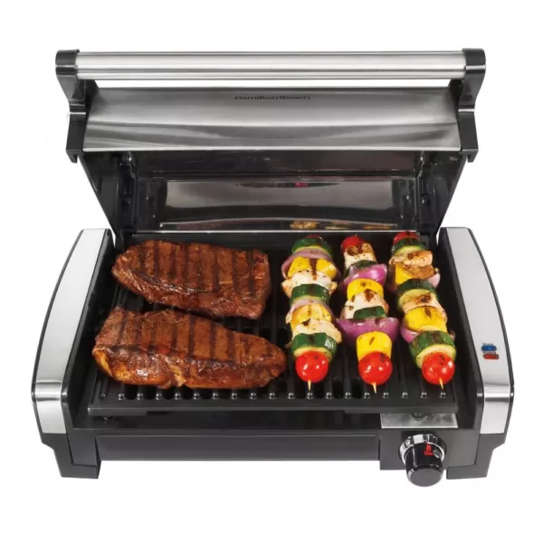 Hamilton Beach Searing Grill 118 in. Stainless Steel Indoor Grill with Non-Stick Plates