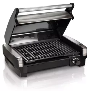 Hamilton Beach Searing Grill 118 in. Stainless Steel Indoor Grill with Non-Stick Plates