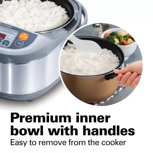 Hamilton Beach Advanced Multi-Function 16-Cup Stainless Steel Rice Cooker with Fuzzy Logic