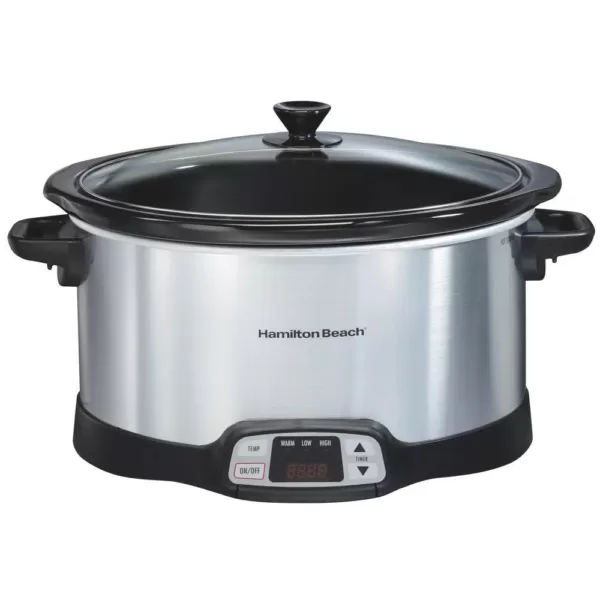 Hamilton Beach 8 Qt. Programmable Stainless Steel Slow Cooker with Built-In Timer and Temperature Settings