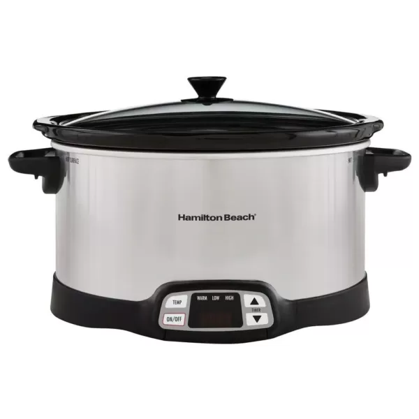 Hamilton Beach 8 Qt. Programmable Stainless Steel Slow Cooker with Built-In Timer and Temperature Settings