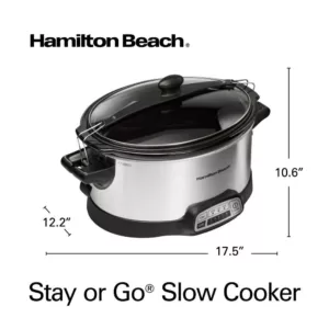Hamilton Beach Programmable Stay or Go 6 Qt. Stainless Steel Slow Cooker with Bonus Party Dipper