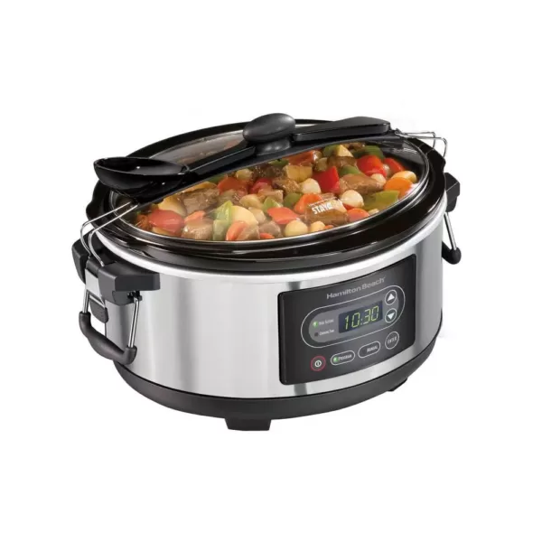 Hamilton Beach Stay or Go 5 Qt. Stainless Steel Slow Cooker with Temperature Controls