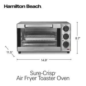Hamilton Beach Sure Crisp 1120 W 4-Slice Stainless Steel Toaster Oven with Air Fry