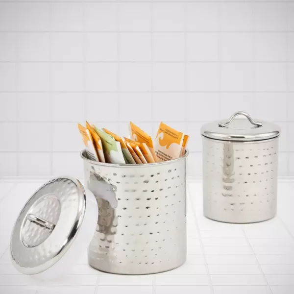 Old Dutch 1-1/2 Qt. and 1 Qt. Stainless Steel Hammered Canister Set (2-Piece)
