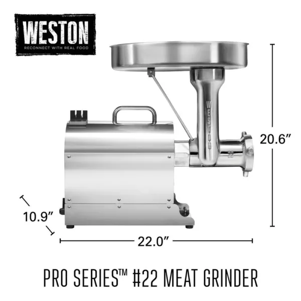 Weston Pro Series #22 1.5 HP Stainless Steel Electric Meat Grinder