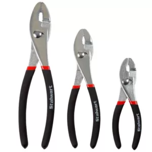 Stalwart 10 in. Utility Slip Joint Plier Set with Storage Pouch (3-Piece)