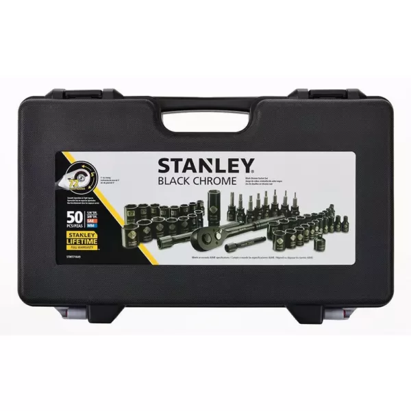Stanley 3/8 in. Drive SAE and Metric Ratchet and Socket Set (50-Piece)