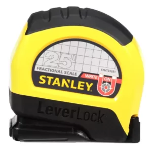 Stanley LeverLock 25 ft. x 1 in. Tape Measure with Fractional Scale