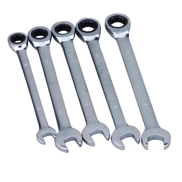 Steel Core Vanadium Steel Metric Ratchet Wrench Set (5-Piece) with Case