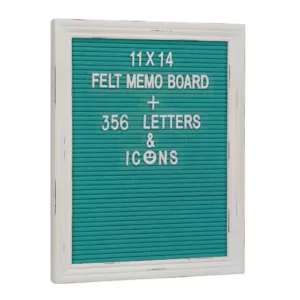 Stonebriar Collection Turquoise Felt Memo Board with White Wash Wooden