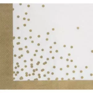 Sugar Plum Party 32-Piece Gold and White Disposable Assorted Cocktail Paper Napkin