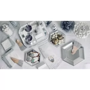Sugar Plum Party 32-Piece Silver and White Assorted Disposable Cocktail Paper Napkin