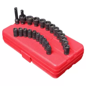 SUNEX TOOLS 1/4 in. Drive Magnetic Fractional and Metric Impact Socket Set (23-Piece)