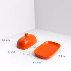 Sweese Porcelain Cute Butter Dish with Lid - Orange, Set of 1
