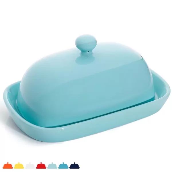 Sweese Porcelain Cute Butter Dish with Lid - Turquoise, Set of 1