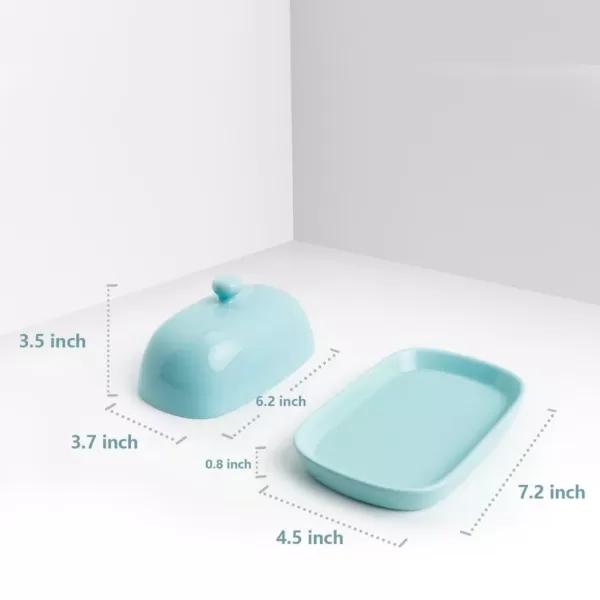 Sweese Porcelain Cute Butter Dish with Lid - Turquoise, Set of 1