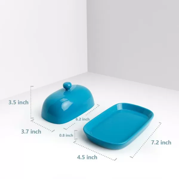 Sweese Porcelain Cute Butter Dish with Lid - Steel Blue, Set of 1