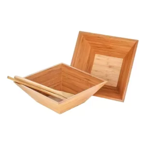 Heim Concept 4-Piece Bamboo Serving Bowl Set with Serving Hands