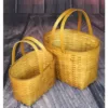 Vintiquewise 13 in. W x 10.3 in. D x 10 in. H Wood Chip Oval Shopping Baskets (Set of 2)