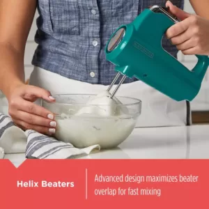 BLACK+DECKER Helix Performance Premium 5-Speed Mixer Teal Hand Mixer