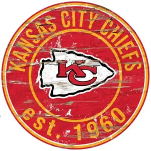 Adventure Furniture 24" NFL Kansas City Chiefs Round Distressed Sign