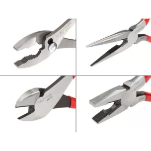 TEKTON Slip Joint, Diagonal, Lineman's, Long Nose Pliers Set (4-Piece)