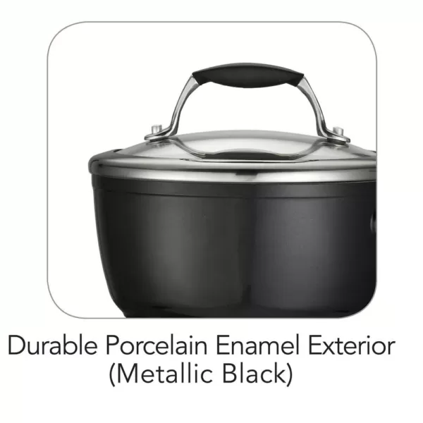 Tramontina Gourmet Ceramica Deluxe 1.5 qt. Aluminum Ceramic Nonstick Sauce Pan in Metallic Black with Glass Lid