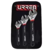 URREA 8 in. - 10 in., 12 in. Rubber Grip Adjustable Chrome Wrench Set (3-Piece)