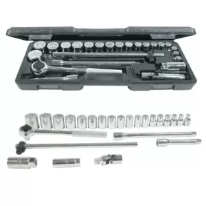 URREA 1/2 in. Drive Blow Molded 12-Point Hand Socket & Accessories Set (25-Piece)