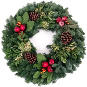 VAN ZYVERDEN 24 in. Live Fresh Cut Pacific Northwest Countryside Christmas Wreath