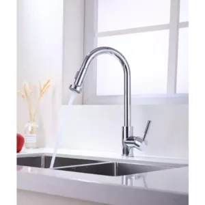Vanity Art 8.86 in. Single-Handle Pull-Down Sprayer Kitchen Faucet in Chrome