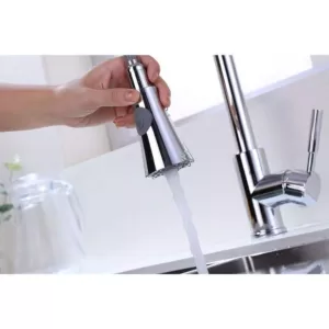Vanity Art 9.06 in. Single-Handle Pull-Down Sprayer Kitchen Faucet in Chrome