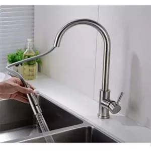 Vanity Art 16.7 in. Single-Handle Pull-Down Sprayer Kitchen Faucet in Brushed Nickel