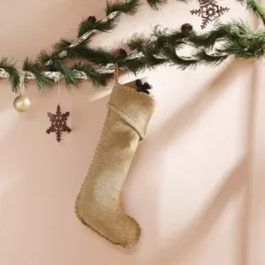 VHC Brands 20 in. Cotton Natural Nowell Farmhouse Christmas Decor Stocking