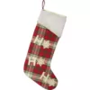 VHC Brands 20 in. Cotton/Felt HO Holiday Cherry Red Farmhouse Christmas Decor Stocking