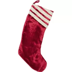VHC Brands 20 in. Viscose Red Memories Glam Christmas Decor Stocking