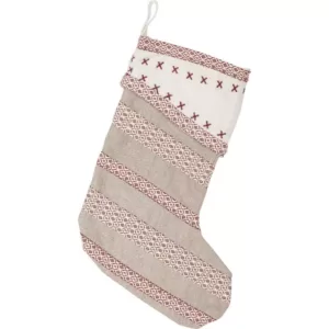 VHC Brands 15 in. Liv Pebble Grey Traditional Christmas Decor Stocking