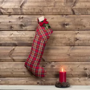 VHC Brands 20 in. Cotton Galway Barn Red Rustic Christmas Decor Stocking