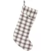 VHC Brands 20 in. 100% Cotton Amory Ivory White Farmhouse Christmas Decor Plaid Stocking